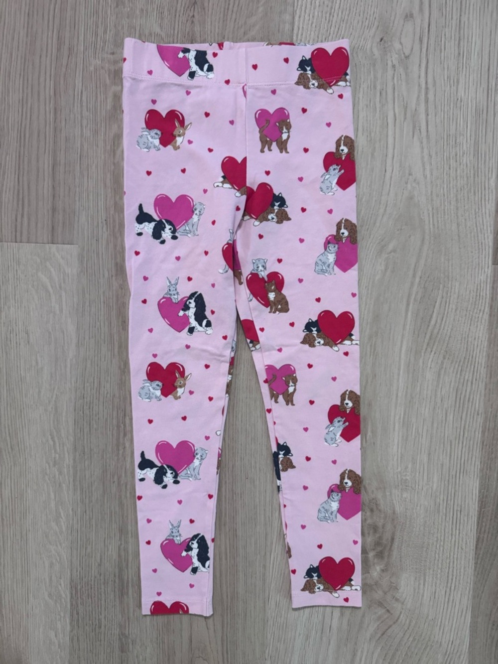 Mini Boden Kids Pink Puppy Heart Print Leggings 6/7